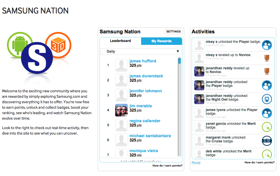Gamification in Samsung Nation